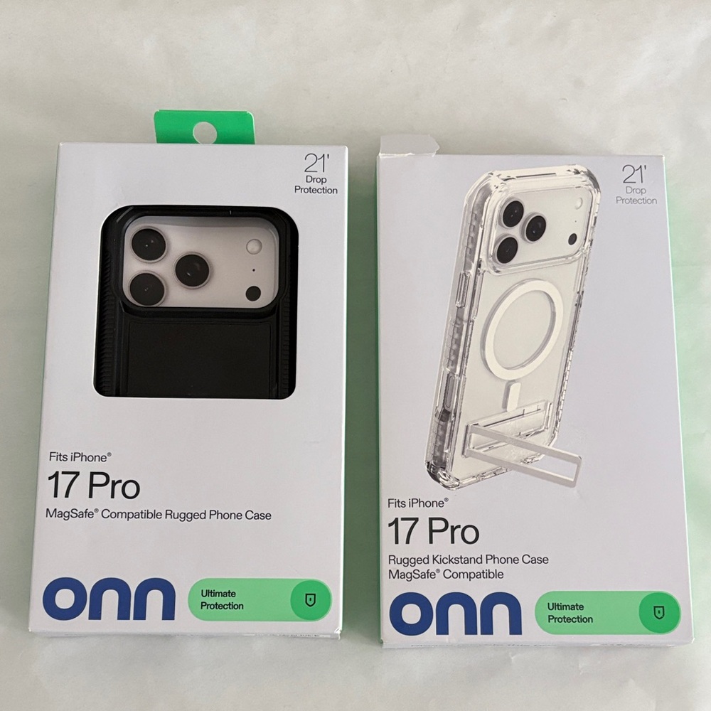 Onn Black & Clear cell Phone Case for iPhone 17 Pro kickstand rugged New